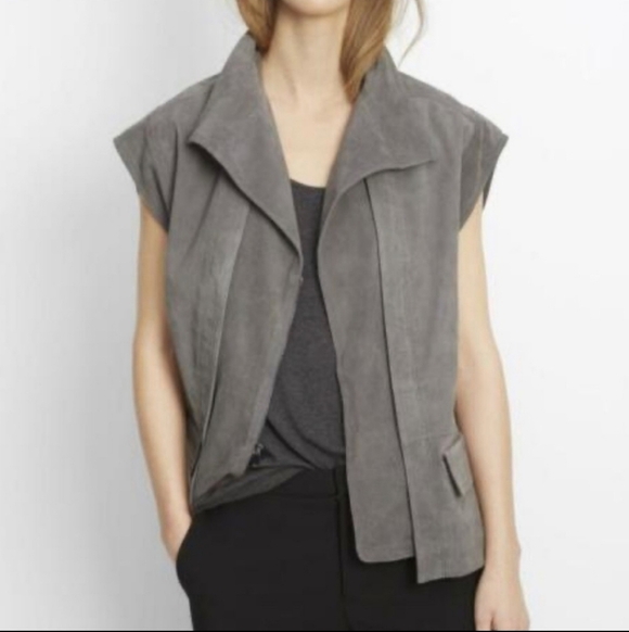 Vince, Cap Sleeve Nubuck Genuine Suede Leather Vest , Size Small - Picture 2 of 13